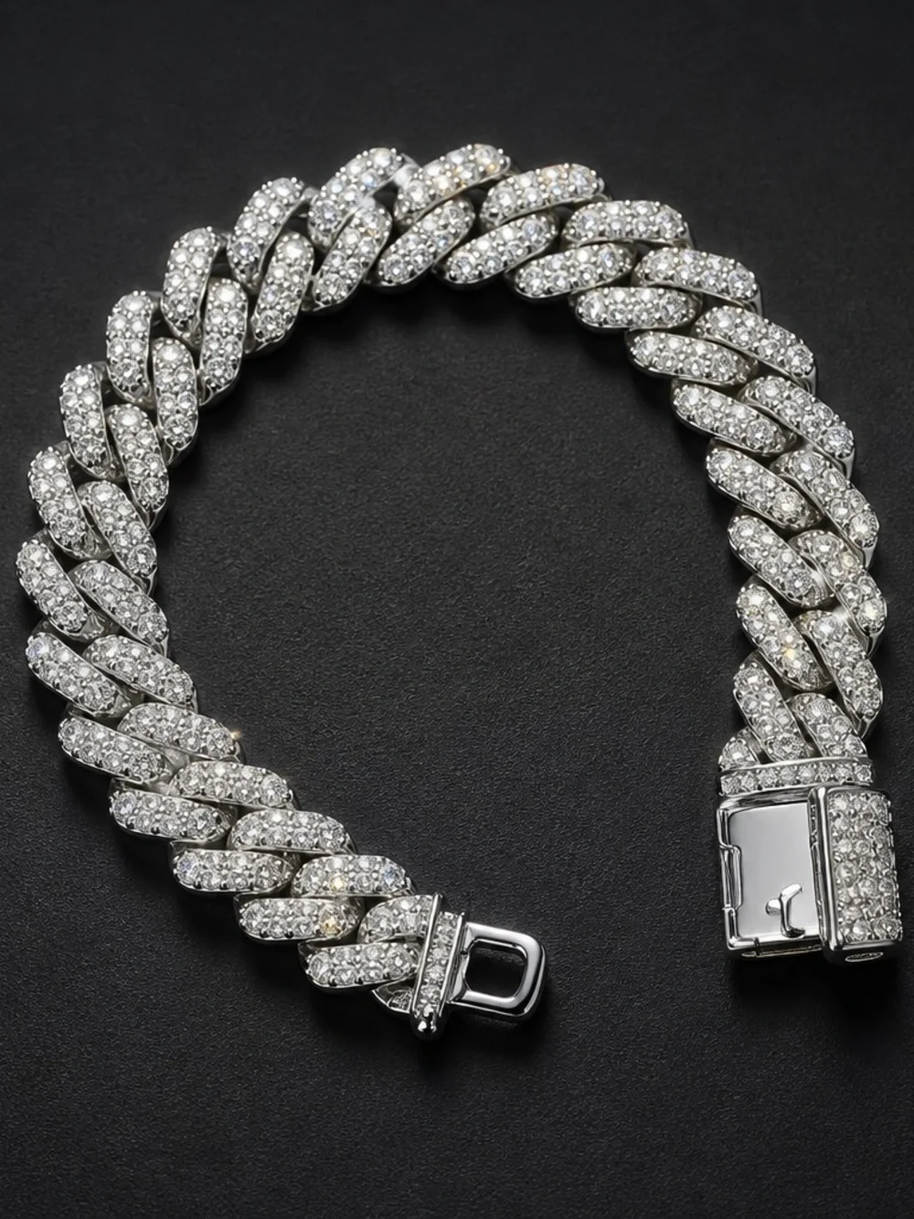Invicta Elements Men's Ultra Iced Out Cuban Chain Bracelet, Silver